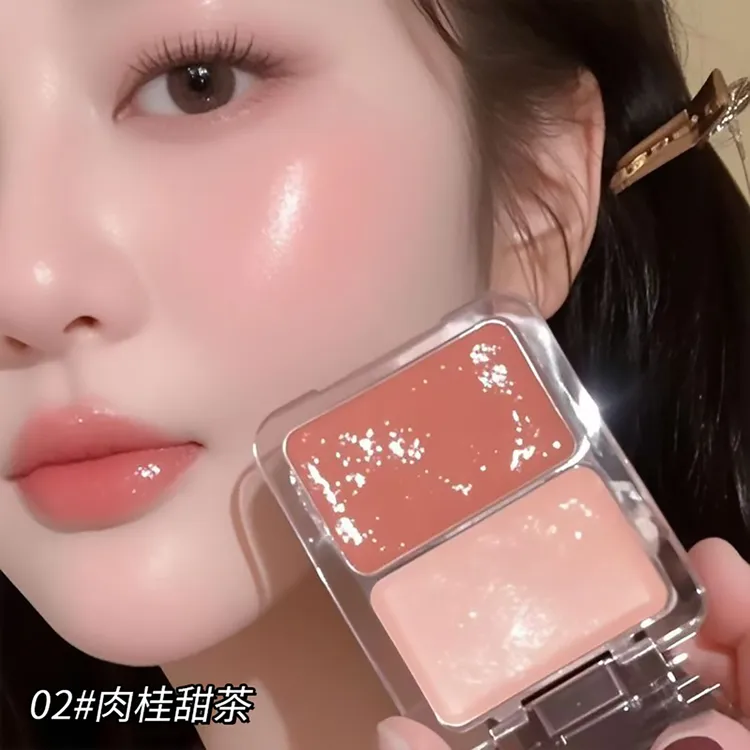水光肌有手就会！水光多用腮红膏双拼高光自然提亮清透水嫩显气色