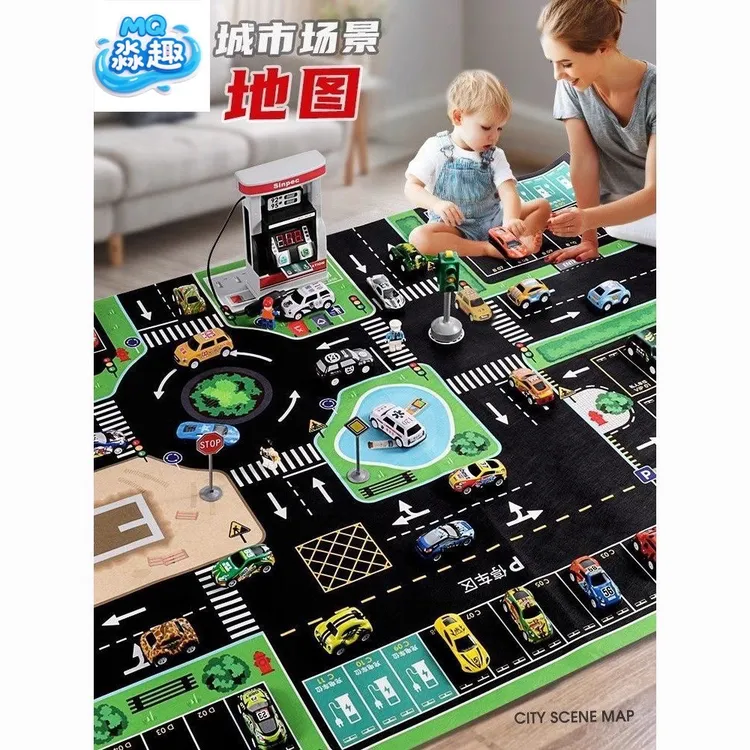 儿童合金小汽车城市轨道交通地图加油站红绿灯0-6个月婴儿玩具