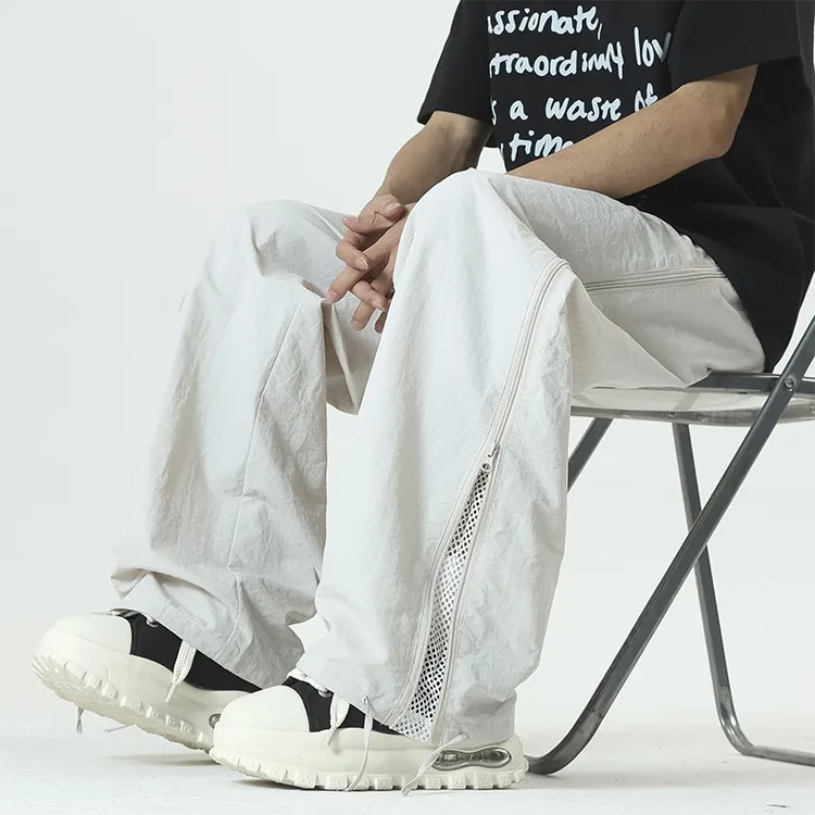 美式机能工装裤男女款春夏拉链设计感直筒裤子网眼速干宽松休闲裤