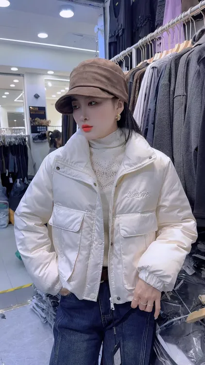 欧货立领羽绒服外套女2025冬季款韩版时尚设计感洋气百搭保暖上衣