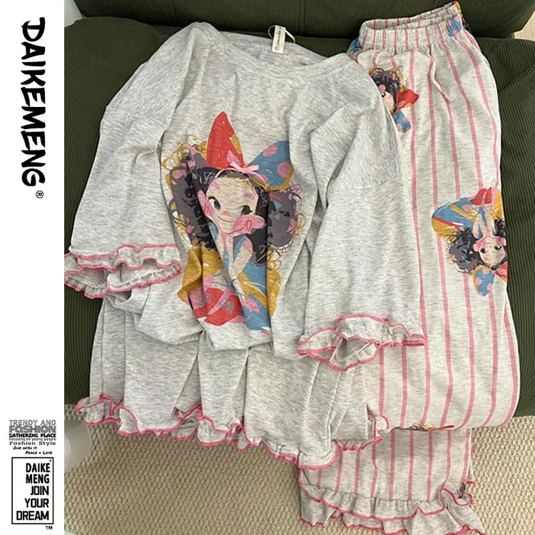 【甜系女孩】夏季2025新款凉感莫代尔潮流设计感短袖长裤家居服套装