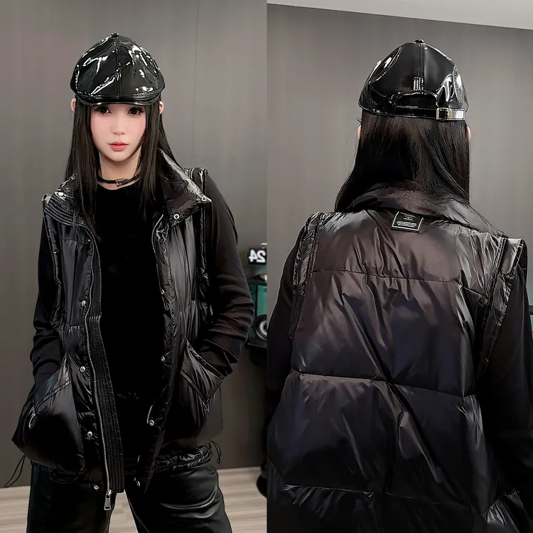 【现货】大口袋立领羽绒马甲无袖拉链羽绒服马夹外套女2025秋季新款