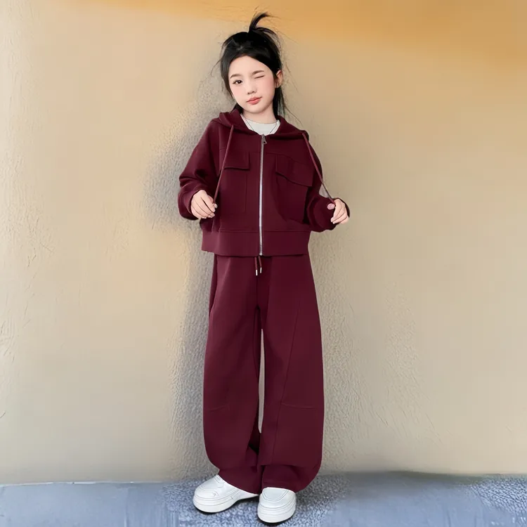 女童韩版套装儿童女孩秋季休闲时尚运动长袖长裤宽松连帽潮流气质