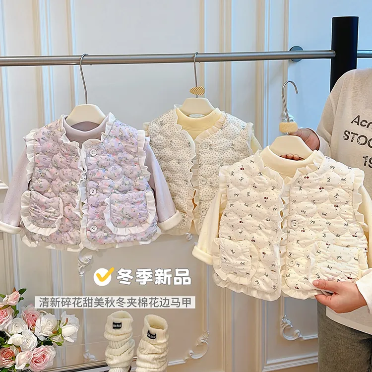 女童秋冬款6-12岁加绒加厚背心马甲外穿休闲马甲卡通冬装潮
