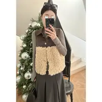 马甲时髦百搭无袖上衣 毛毛背心马甲毛茸茸秋冬马甲冬天保暖夹棉