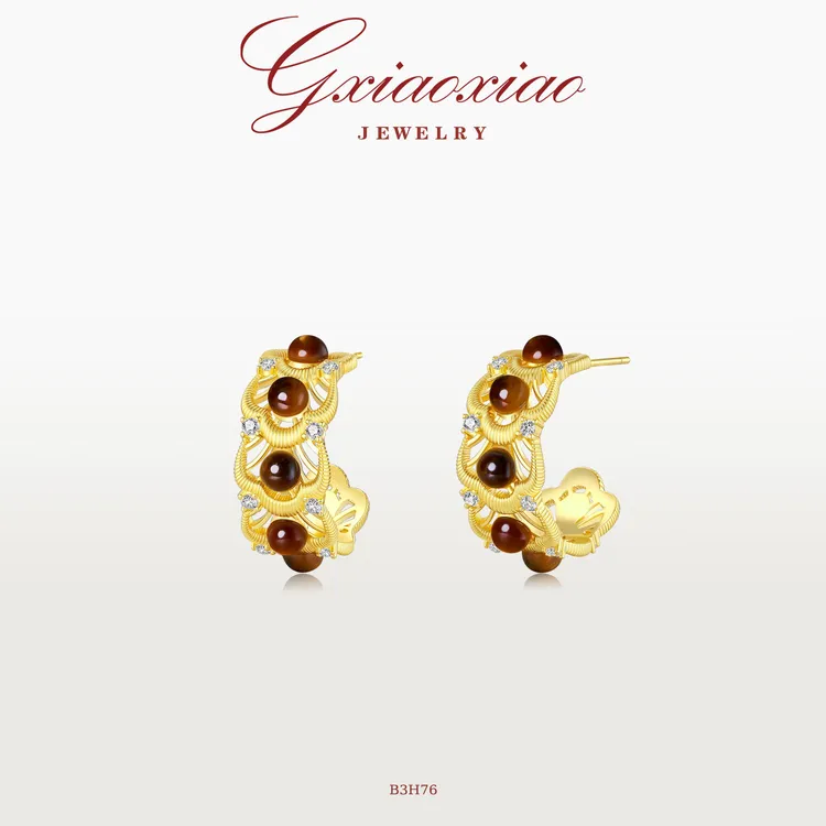 G XIAOXIAO 镀K金 法式气质复古高级C圈耳环 B3H76