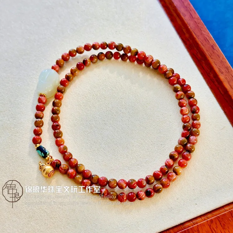 【丹霞貔貅缀】南红多圈手串