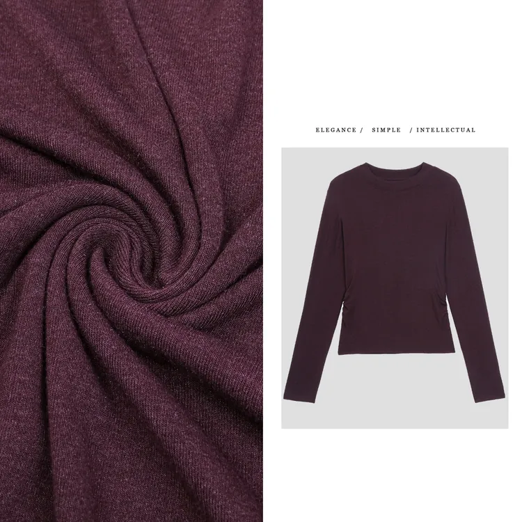秋冬天丝羊毛醋酸圆领打底T恤收腰显瘦纯色洋气弹力打底衫女LX091