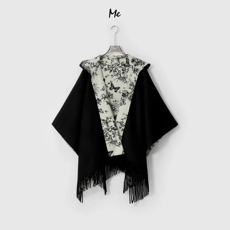 ME【D100%绵羊毛花影披肩 （双面穿）】时尚奢牌感双面呢大衣MESA1747