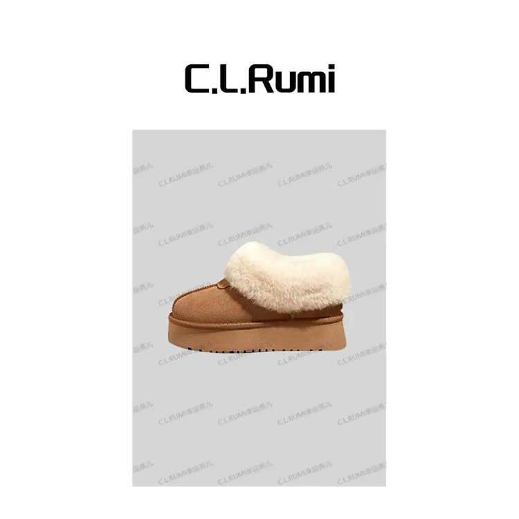 【Rumi精选】“踏雪”冬季羊毛加绒加厚中筒厚底保暖雪地靴7262pj