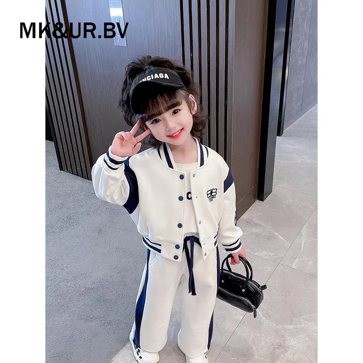 MK&UR.BV女童秋装2025年款儿童衣服洋气运动时髦棒球服套装俩件套