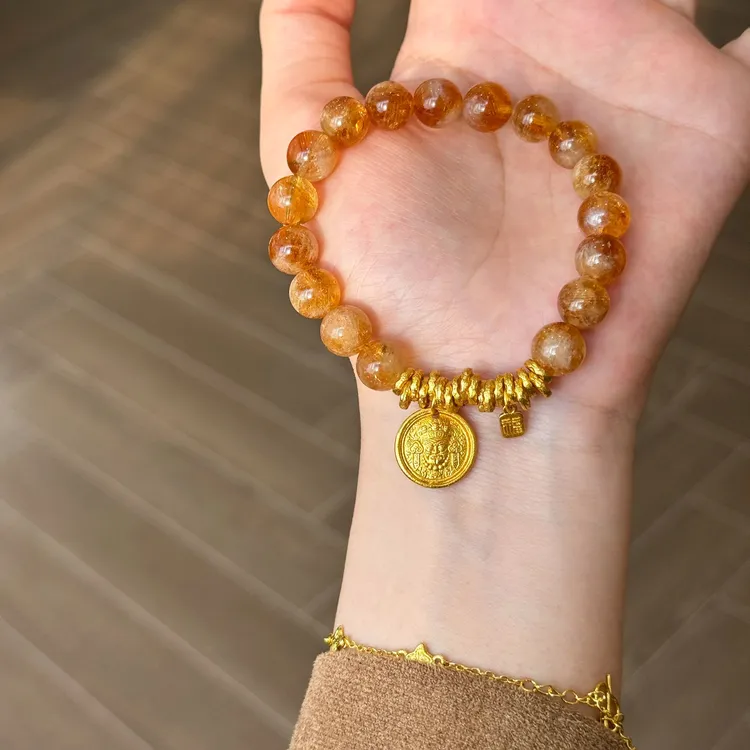 【花不完】9.5mm深色黄塔晶手串女时尚原创感天然水晶手链Y306