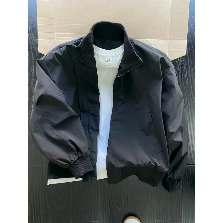 短款飞行员夹克男款秋季美式立领 cleanfit 经典廓形外套休闲百搭