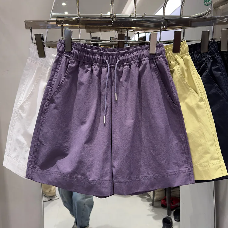 特大码300斤韩系抽绳松紧腰阔腿裤男女夏季薄款时尚百搭ins四分裤