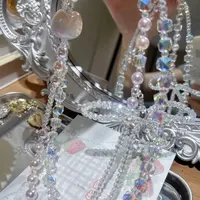 紫色猫猫头斜挎手工短款手机链