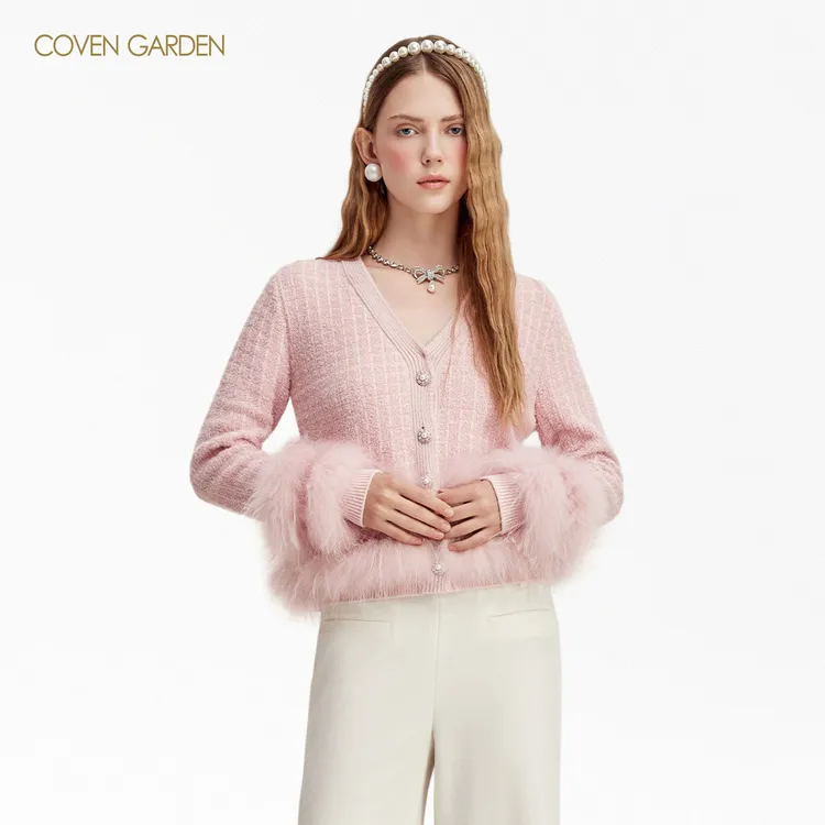 【哥文花园】针织开衫修身短款拼接外套CSA4033010