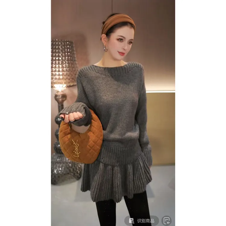 （毛衣+半身裙--miu系女孩)可拆卸设计感两穿针织连衣裙CS31384