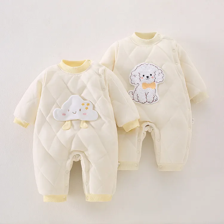 秋冬季新生婴儿衣服加厚夹棉连体衣男女宝宝可爱棉花衣棉服哈衣