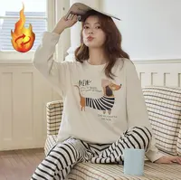 MJL ｛女士加绒合集｝秋冬新款女士加绒加厚保暖睡衣套装韩版时尚