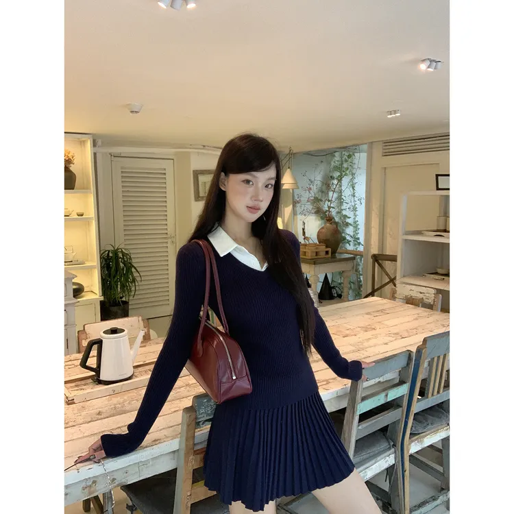【波尔多针织衫】秋冬韩系学院风polo领显瘦修身针织衫2025-187