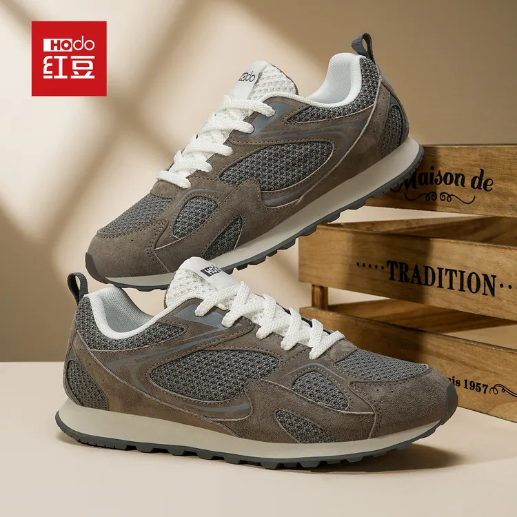 Hodo/红豆鞋子男款秋冬反绒新款网面运动户外软底德训休闲散步鞋