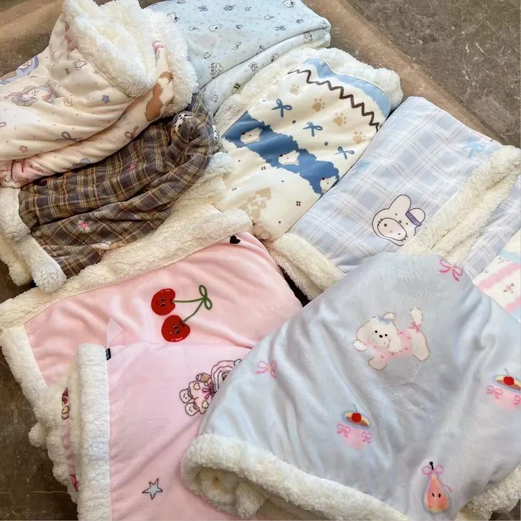 自留三条！秋冬牛奶绒羊羔绒双层毛毯保暖盖腿午睡毯车用家用