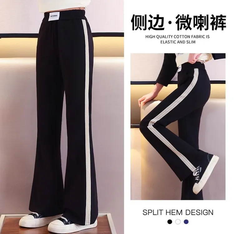 女童喇叭裤秋冬2025新款秋装儿童洋气微喇裤加绒大童运动休闲裤子