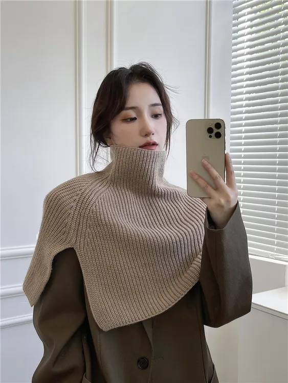 披肩女冬季新款时尚外搭套头围脖纯色韩系百搭