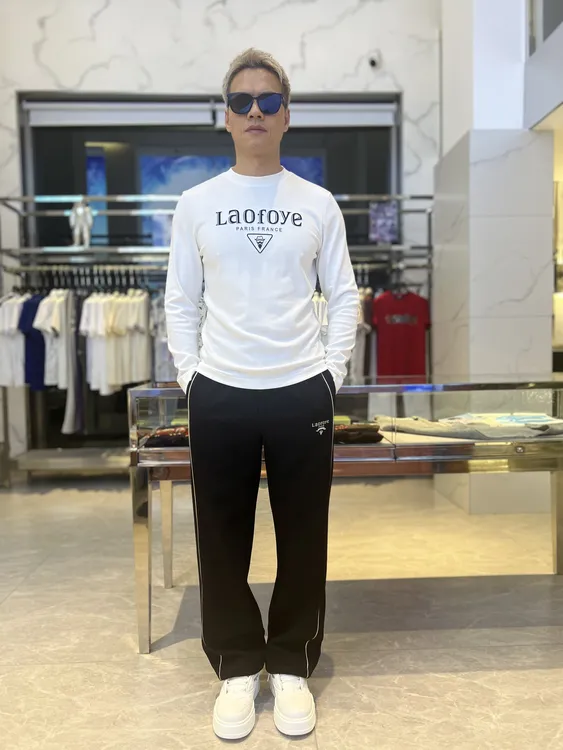 LAOFOYE秋冬新款老佛爷男士轻奢高端修身莫代尔打底长袖T恤