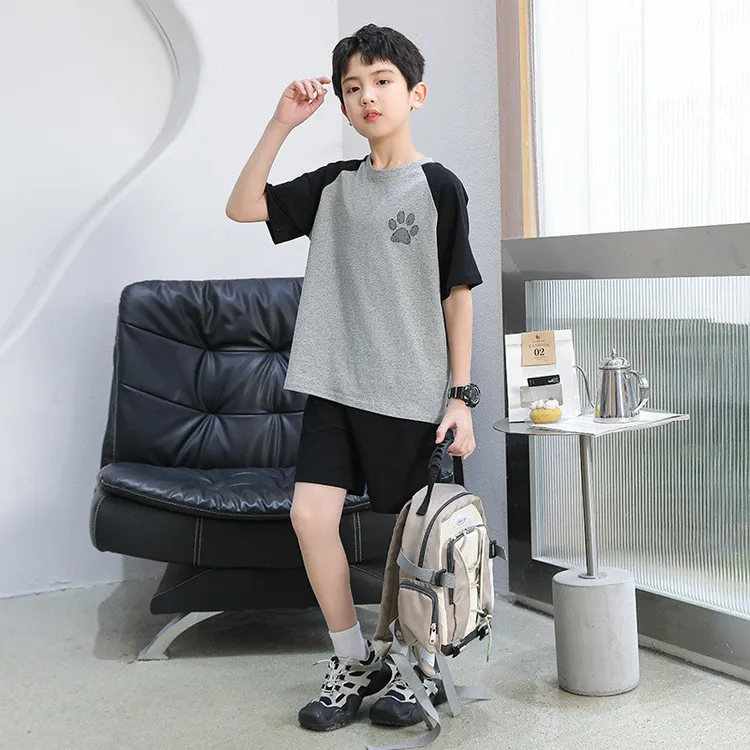 戴维贝拉【断码】儿童男童睡衣夏季薄款透气纯棉短袖中大