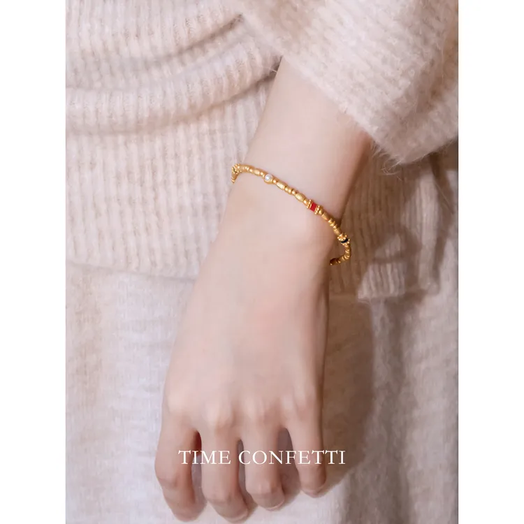黄铜手链 镀K金【孙二娘】小米粒-百搭精致时尚弹力绳手链TC 11704