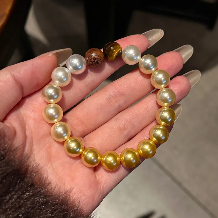 925银手链 【落日洒金】渐变金珠手链浓金色珠珠手串设计款时尚轻奢