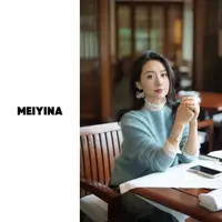 MEIYINA定制 羊毛拉毛花纱一线织圆领套头毛衣