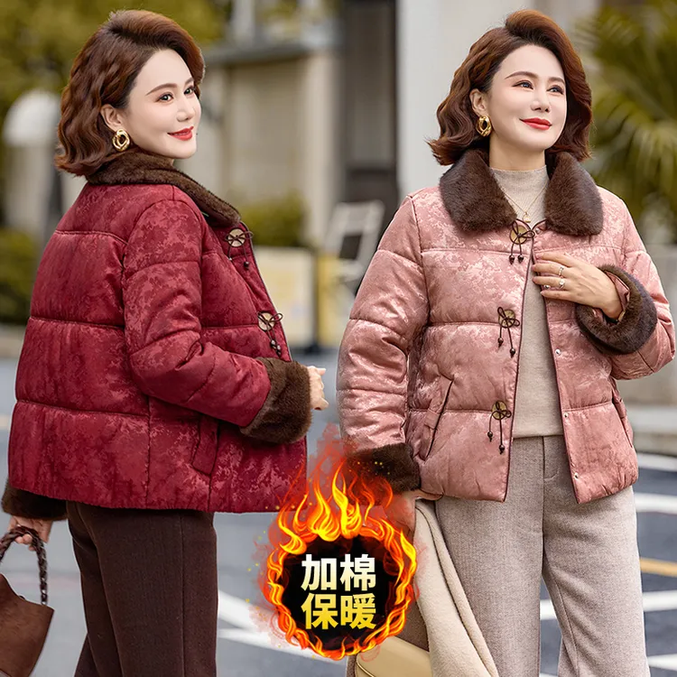 2025时尚妈妈装国风新款棉衣冬季保暖棉服国风气质妈妈装