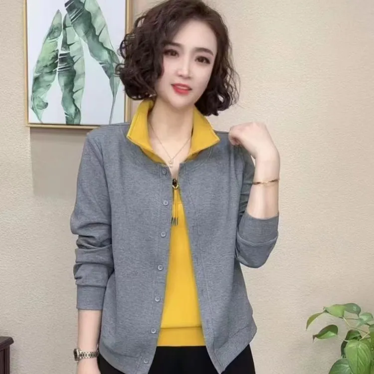 卫衣女2025秋季新款宽松显瘦假两件上衣潮大码撞色弹力外穿上衣