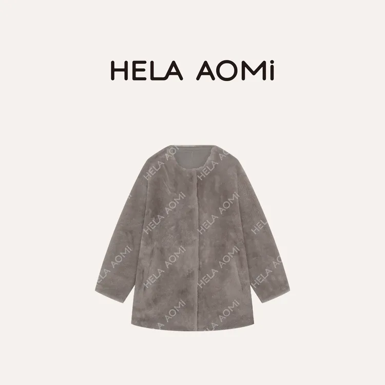 HELA AOMI“黑松露.皮毛一体”羊皮毛一体中长款皮草外套CY5CC22546