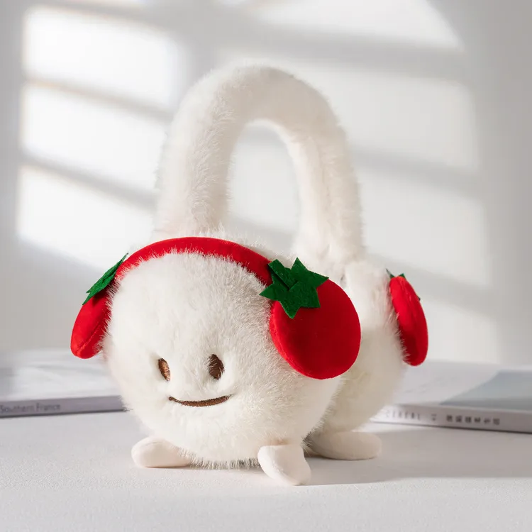 可爱番茄毛绒耳罩女冬季学生儿童防寒保暖耳套防风护耳可折叠耳包