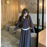 FUGUI RICH拼接上衣+长款半裙两件套女早春新款套装 26241TZ4487