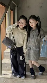 D382‘乖乖女'女童L·H·NIAO2025秋冬新款时尚百搭针织毛衣
