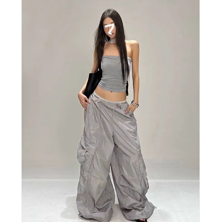 Two Million/热辣美紧身抹胸上衣+爵士舞速干反光条伞裤拖地长裤