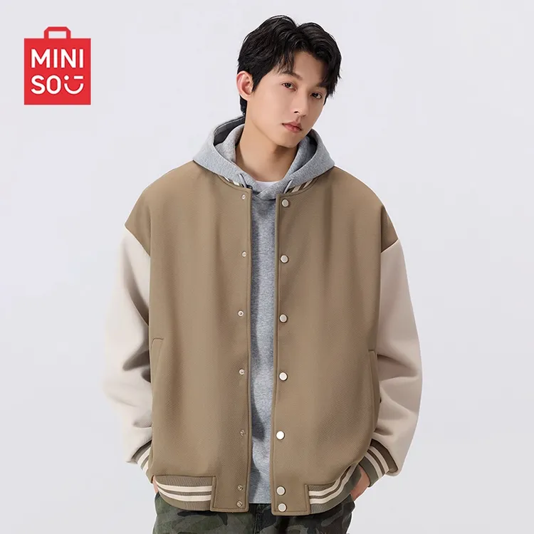 MINISO名创优品美式棒球服男春秋新款高街西海岸重磅潮流夹克外套