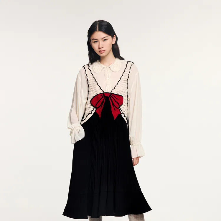 UOOYAA/乌丫经典手钩蝴蝶结连衣裙9148