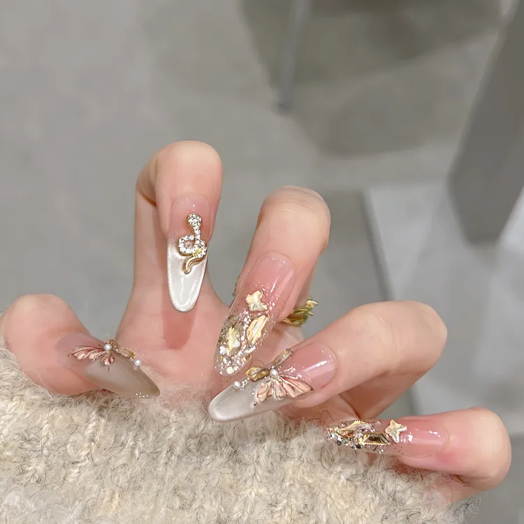 【金蛇来财】2025新款高级感鎏金猫眼蛇年穿戴甲纯手工美甲假指甲