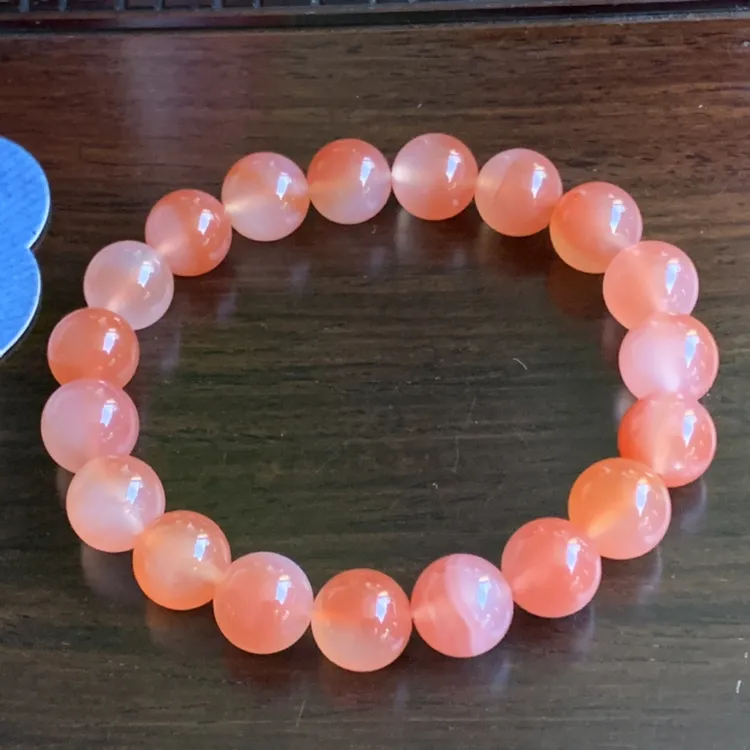 天然玛瑙手链女款粉、淡粉规格9mm招桃花精致送闺蜜姐妹生日礼物