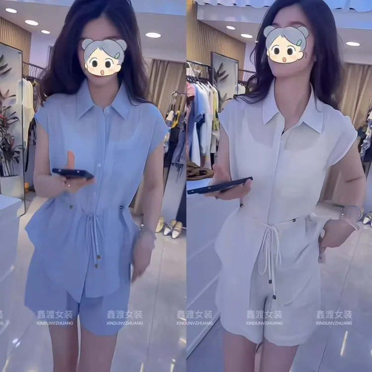 2025夏季新款时尚显瘦气质女士网红洋气两件套百搭款D9615