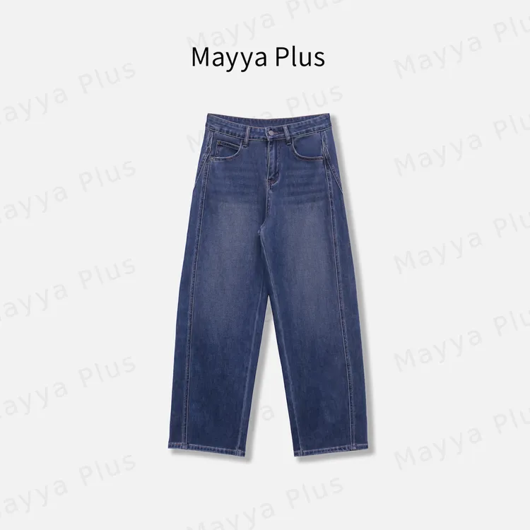 【自由者】Mayya Plus麦芽定制流光风高腰弯刀休闲牛仔裤子32537268