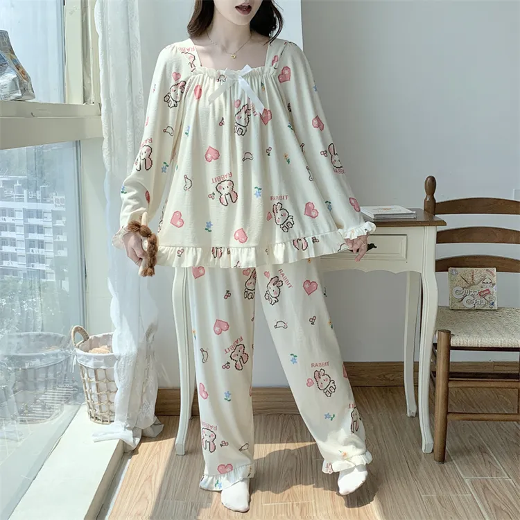 300斤秋冬德绒胖妹大码睡衣女款加肥长袖长裤2025新款家居服套装