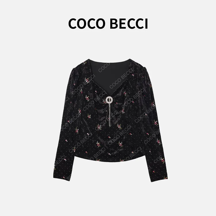 COCO BECCI【都市花屿】高级感丝绒上衣YT24YA140036