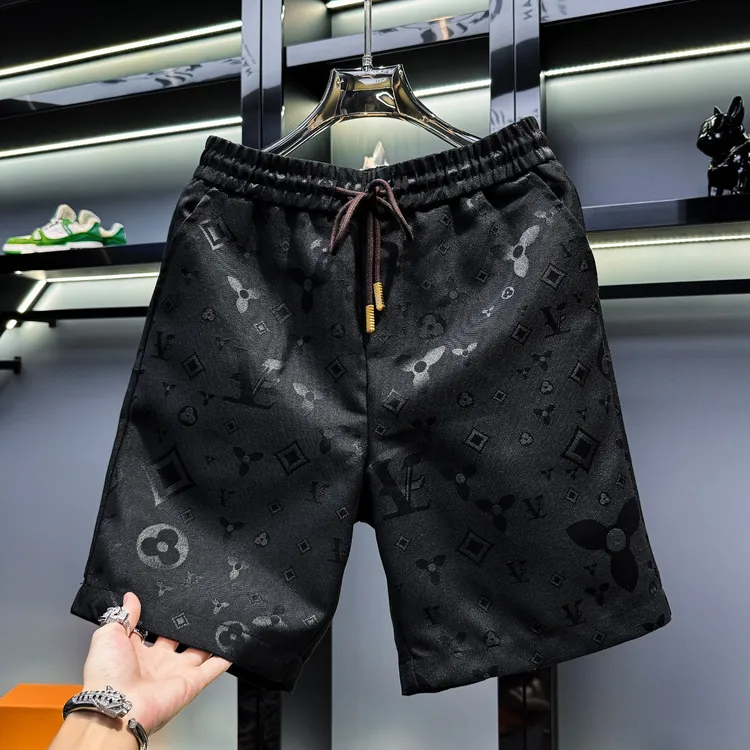 欧货男士高端纯提花休闲短裤2025新款夏季潮牌时尚外穿沙滩五分裤