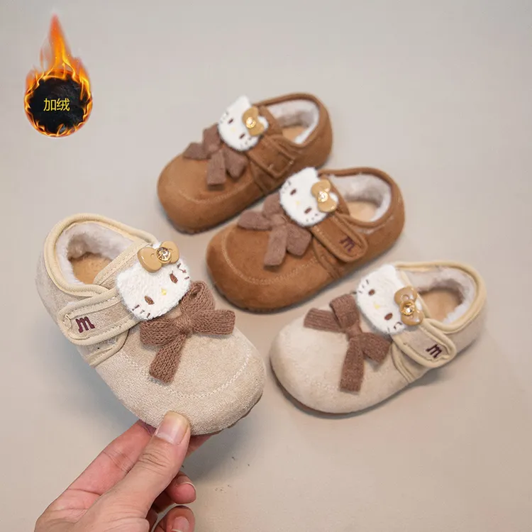 女童皮鞋勃肯鞋2025秋冬款加绒新款儿童软底防滑KT猫二棉鞋公主鞋
